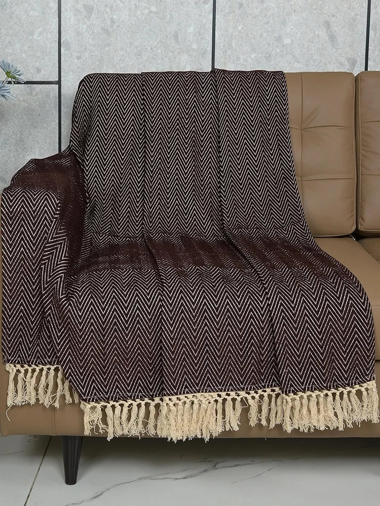 SARAL HOME EASY LIVING Home Brown Chenille Sofa Throw